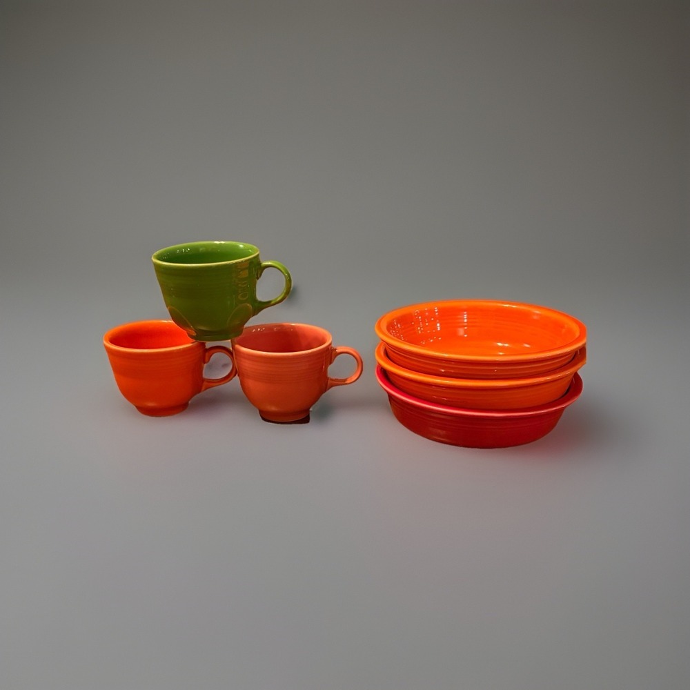 Vintage FIESTA  Homer Laughlin Fiestaware 3 Cups And 3‎ Bowls